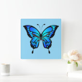 Carrée Horloge à papillon bleu électrique (Maison)