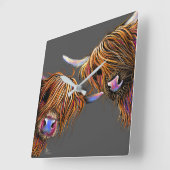 Carrée Horloge à vache Highland ‘ S&N’ de Shirley MacArth (Angle)