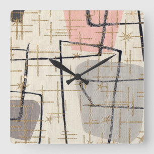 Carrée Horloge Abstraite Acrylique Moderne Du Milieu Du S