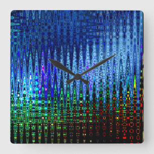 Carrée Horloge abstraite bleue bleue bleu Luminaire