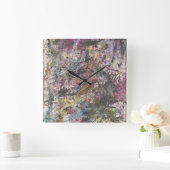 Carrée Horloge Abstraite colorée (Maison)