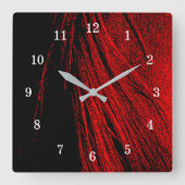 Carrée Horloge Abstraite de Mane de Cheval Rouge (Recto)