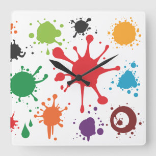 Carrée Horloge Abstraite de peinture