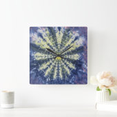 Carrée Horloge Abstraite en plume de paon (Maison)