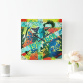 Carrée Horloge acrylique avec l'art combiné (Maison)