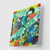 Carrée Horloge acrylique avec l'art combiné (Angle)