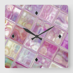 Carrée Horloge acrylique du Art numérique Shimmer