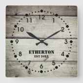 Carrée Horloge acrylique Rustique Patinée Style Bois (Recto)