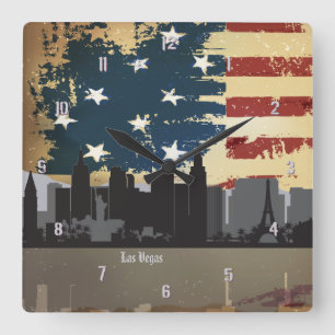 Carrée Horloge américaine de paysage urbain de villes de