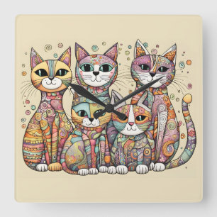 Carrée horloge apaisante pour chats