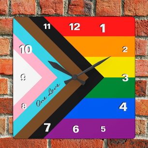 Carrée Horloge arc-en-ciel, drapeau arc-en-ciel, LGBTQ /F