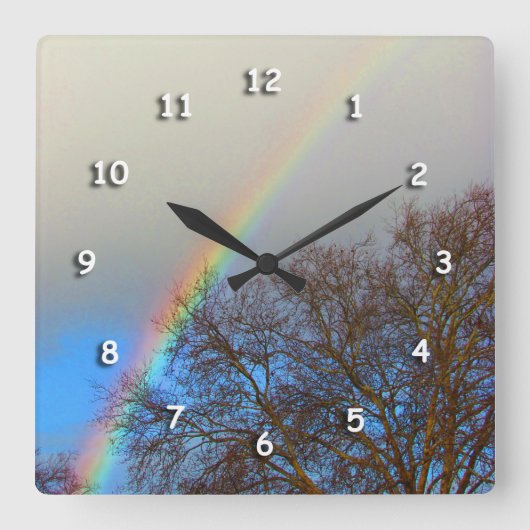 Carrée Horloge - Arc-en-ciel sur l'arbre (Recto)