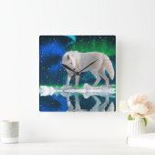 Carrée Horloge arctique d'art de faune de loup, de neige (Maison)