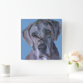 Carrée Horloge argentée de great dane Merle (Maison)