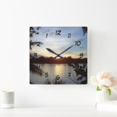 Carrée Horloge arrière - Coucher de soleil du Costa Rica  (Maison)