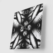 Carrée Horloge arrière noire et blanche (Angle)