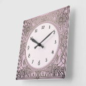 Carrée Horloge Art déco carré en rose (Angle)