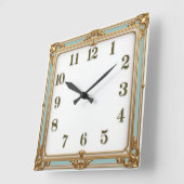 Carrée Horloge Art Déco verte (Angle)