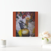 Carrée Horloge avec bouteilles de vin dans un seau (Maison)