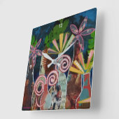 Carrée Horloge avec Fleurs coupées Art (Angle)