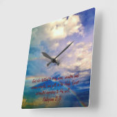 Carrée Horloge biblique - Hébreux 2:4 (Angle)