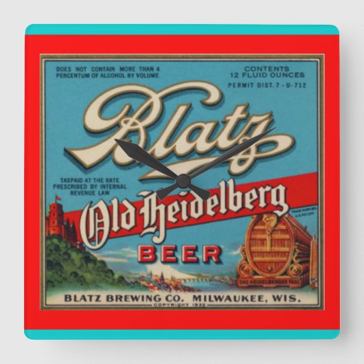 Carrée Horloge Blatz Old Heidelberg Beer Wall (Recto)