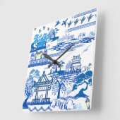 Carrée Horloge bleu jurassique (Angle)