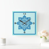 Carrée Horloge bleue carré et murale Turquoise (Maison)