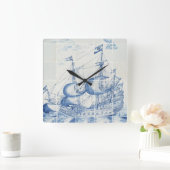 Carrée Horloge bleue de conception de tuile de Delft (Maison)