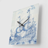 Carrée Horloge bleue de conception de tuile de Delft (Angle)