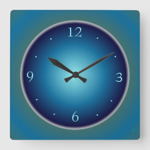 Carrée Horloge bleue lumineuse simple de Green>Wall