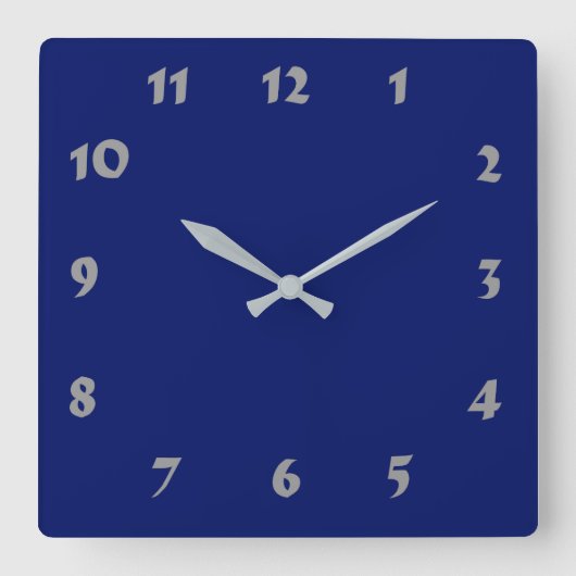 Carrée Horloge bleue marine numérique modifiable (Recto)