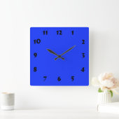 Carrée Horloge Bleue Néon Clair Numérique Changeable (Maison)