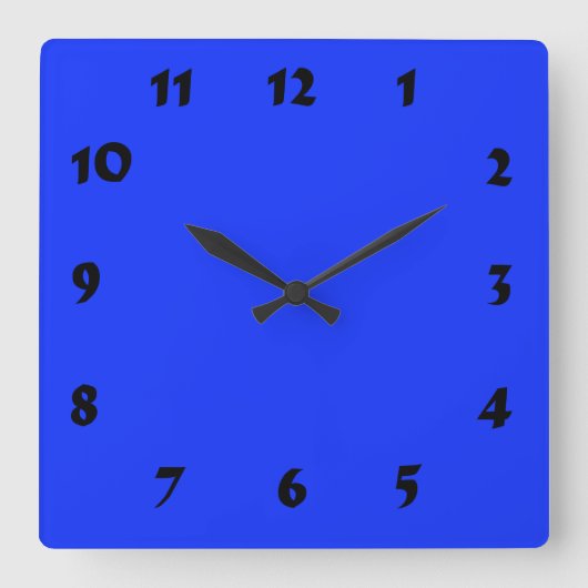 Carrée Horloge Bleue Néon Clair Numérique Changeable (Recto)