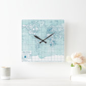 Carrée horloge bleue vintage de carte (Maison)