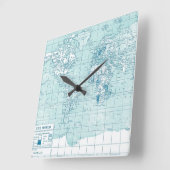 Carrée horloge bleue vintage de carte (Angle)
