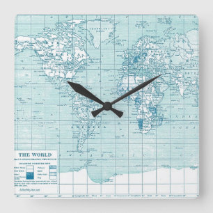 Carrée horloge bleue vintage de carte