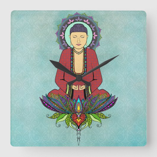 Carrée Horloge Bouddha électrique (Recto)