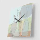Carrée Horloge Bouteilles Abstraites (Angle)
