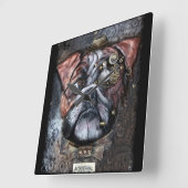 Carrée Horloge britannique des Bulldog Steampunk (Angle)