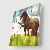 Carrée Horloge Brown Rustique (Angle)