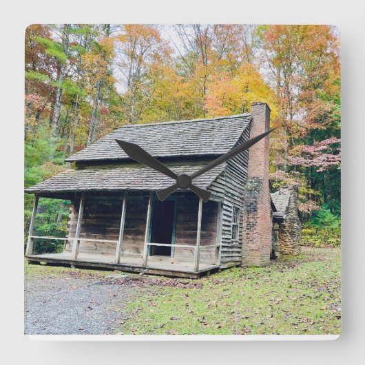 Carrée Horloge Cabine de Cades Cove Fall Mountain (Recto)