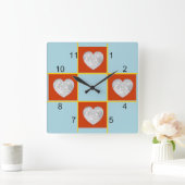 Carrée Horloge - Cadres du coeur rouge (Maison)
