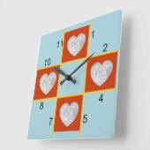 Carrée Horloge - Cadres du coeur rouge (Angle)