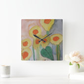 Carrée Horloge Carré Abstraite des tournesols (Maison)