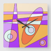 Carrée Horloge carré Abstraite Surf violet orange (Recto)