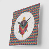 Carrée Horloge carré avec Tortue Star Chevron Design (Angle)