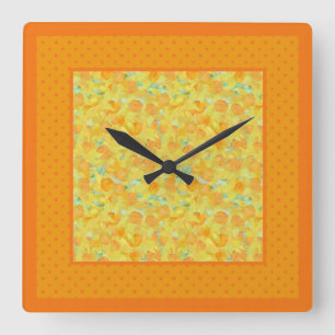 Carrée Horloge Carré chic, jonquilles et Pois