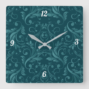 Carrée Horloge Carré de conception personnalisée Damask v