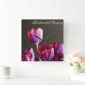 Carrée Horloge Carré de tulipe violette (Maison)